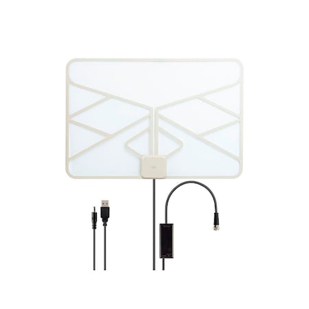 Monoprice Clear Window or Wall Mount Paper Thin HDTV Antenna with In-line Active 39299